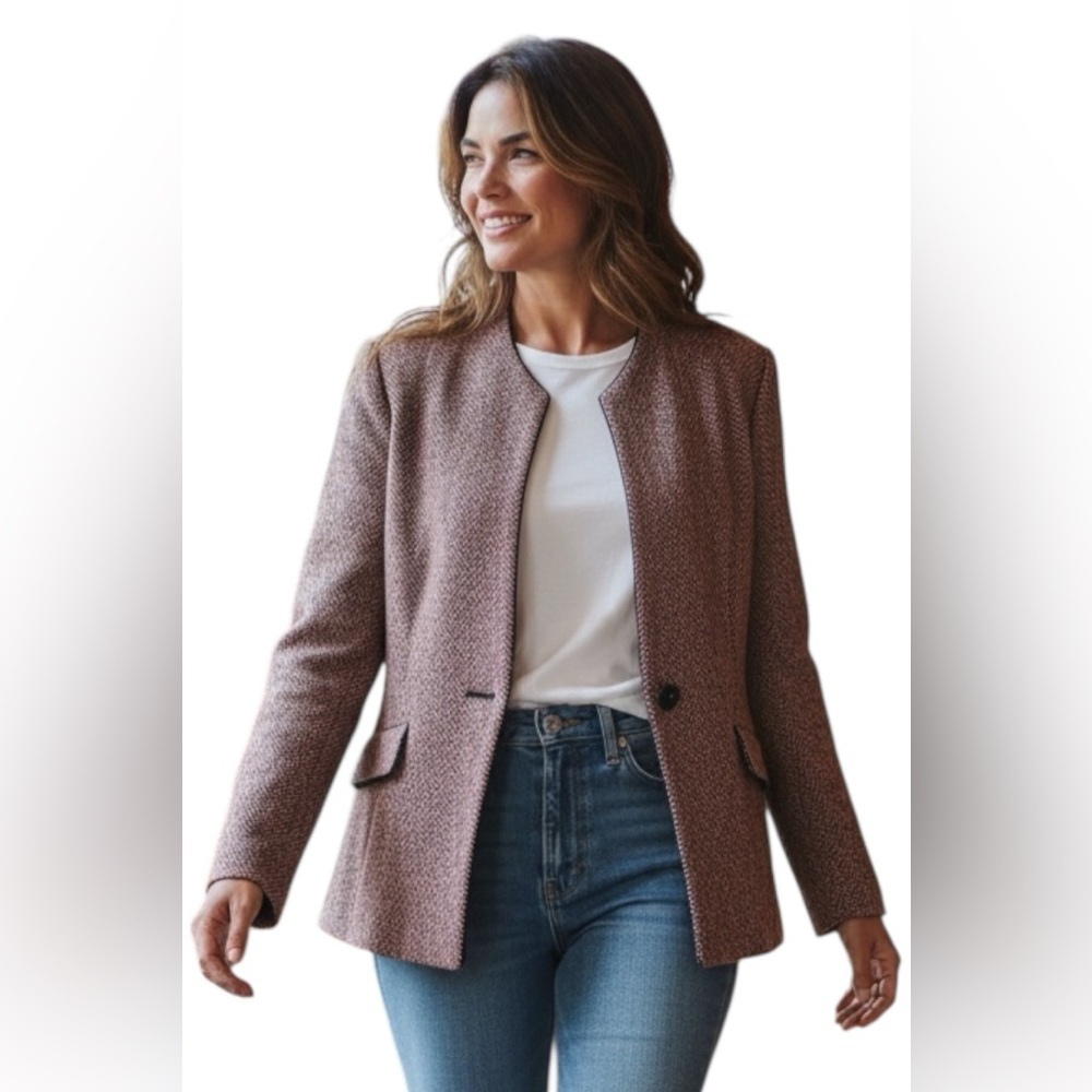 Jones New York Brown Herringbone Blazer Size 16